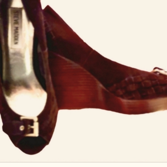 Steve Madden"VISIT" Platform Brown Suede Braided Peep Toe Wedges FINAL SALE - Picture 5 of 5